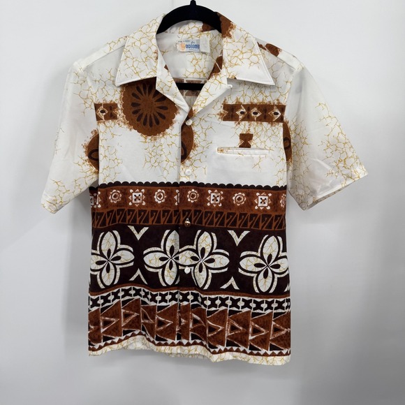 Vintage Andrade Shirt Mens S Hawaiian Aloha Floral 70s Loop Collar Disco Resort - Picture 1 of 8